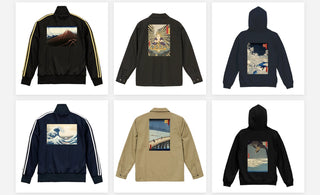 浮世絵を背中に配したコーチジャケット・トラックジャケット・パイルパーカー