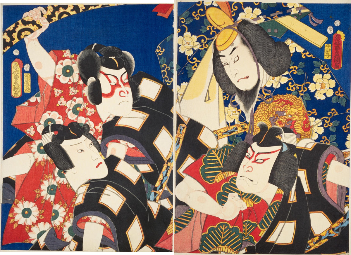 歌川国貞（三代豊国）『俳優似顔東錦絵』より（二枚続）国立国会図書館蔵